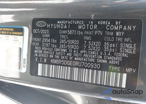 2024 Hyundai Palisade Limited z USA, uszkodzony, nr VIN KM8R5DGE0RU700930